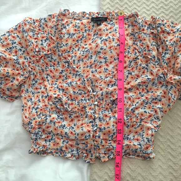Dynamite orange and white dainty floral crop top XS - Picture 10 of 12